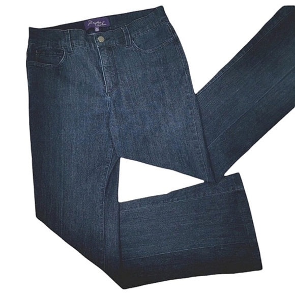 NYDJ Denim - NYDJ EUC Women's 8 Boot Cut Style# 1000 Dark Blue Bling Colorful Beaded Jeans
